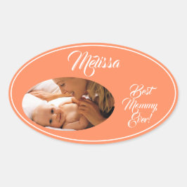 Pegatina Ovalada El Día de la Madre Personalizó Tu Foto.