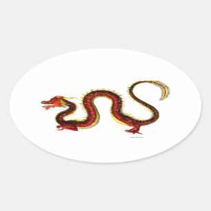 Pegatina Ovalada El dragón de rubí