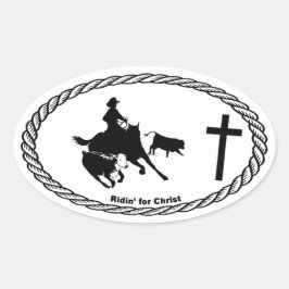 Pegatina Ovalada El estilo de la cruz de caballo