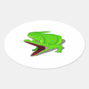 Pegatina Ovalada El lagarto personalizado con su boca abierta