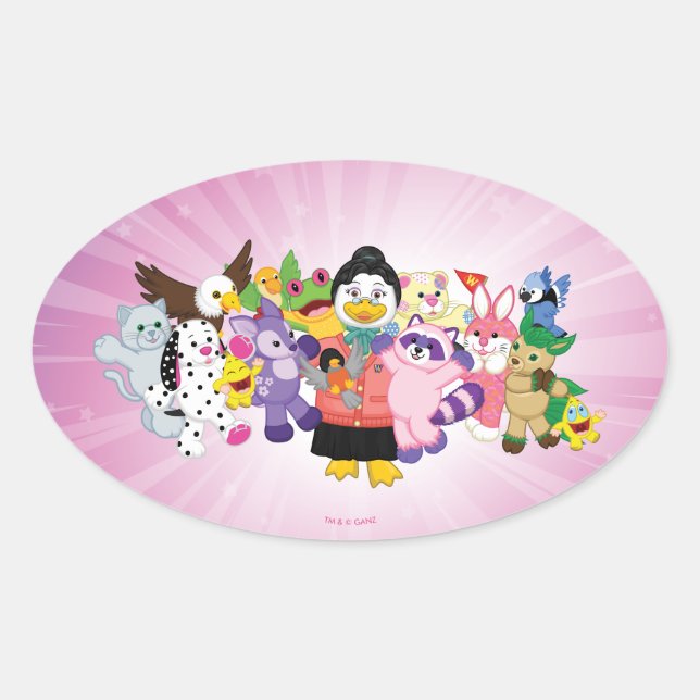 Pegatina Ovalada El mágico mundo del Webkinz (Anverso)