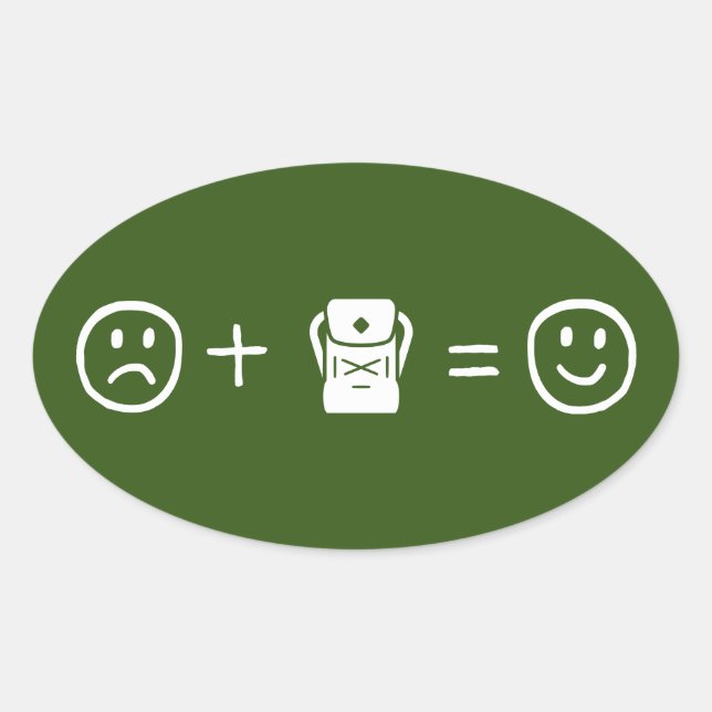 Pegatina Ovalada El mochilero te hace feliz (Anverso)