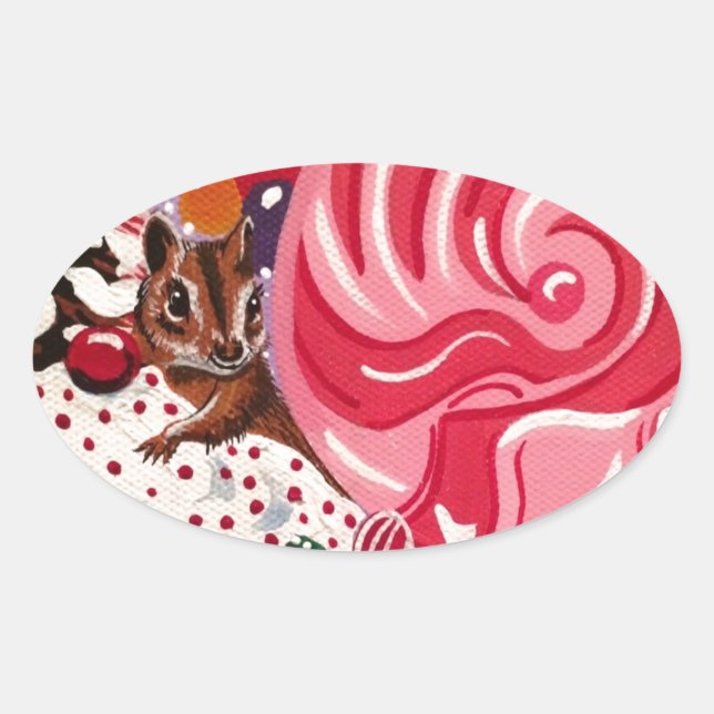 Pegatina Ovalada "El mundo de la menta de la señorita Elizabeth" (Anverso)