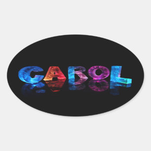 Pegatina Ovalada El nombre Carol en las luces 3D