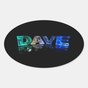 Pegatina Ovalada El nombre Dave en luces 3D (fotografía)