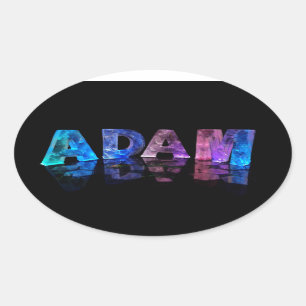 Pegatina Ovalada El nombre de Adam en las Luces