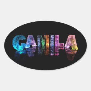 Pegatina Ovalada El nombre de Camila en luces 3D