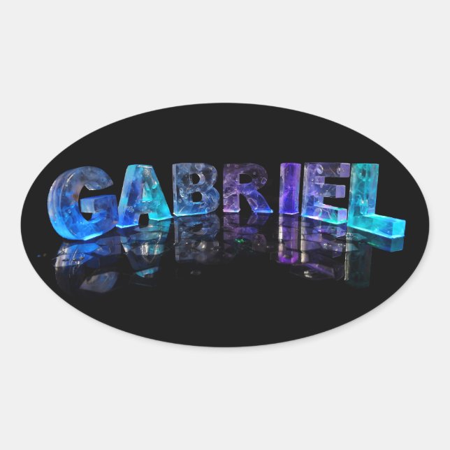 Pegatina Ovalada El nombre Gabriel en luces 3D (Fotografía) (Anverso)