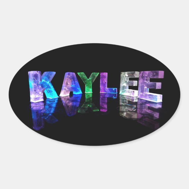 Pegatina Ovalada El nombre Kaylee en luces 3D (Fotografía) (Anverso)