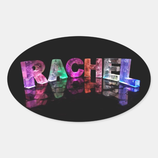 Pegatina Ovalada El nombre Rachel en luces 3D (Fotografía) (Anverso)