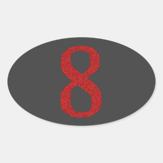 PEGATINA OVALADA EL NÚMERO 8 EN ROJO