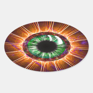 Pegatina Ovalada El otro arte fractal visual de Tesla