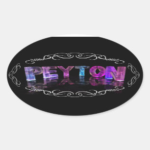 Pegatina Ovalada El Peyton conocido - nombre en las luces