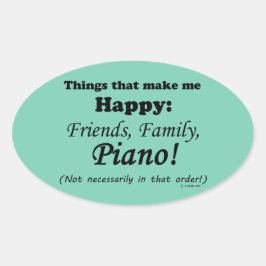 Pegatina Ovalada El piano me hace feliz