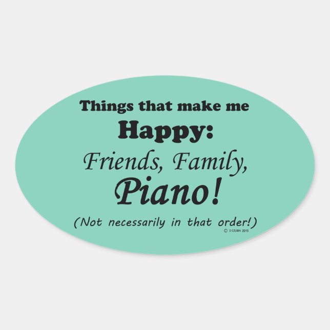 Pegatina Ovalada El piano me hace feliz (Anverso)