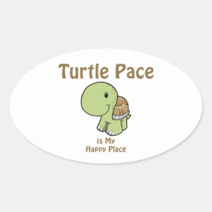 Pegatina Ovalada El rostro de la tortuga es mi lugar feliz