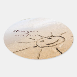 Pegatina Ovalada El Sol En La Playa