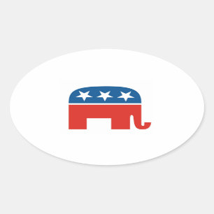 Pegatina Ovalada elefante del Partido Republicano de los Estados