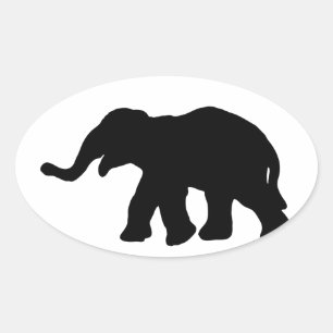 Pegatina Ovalada Elefante negro