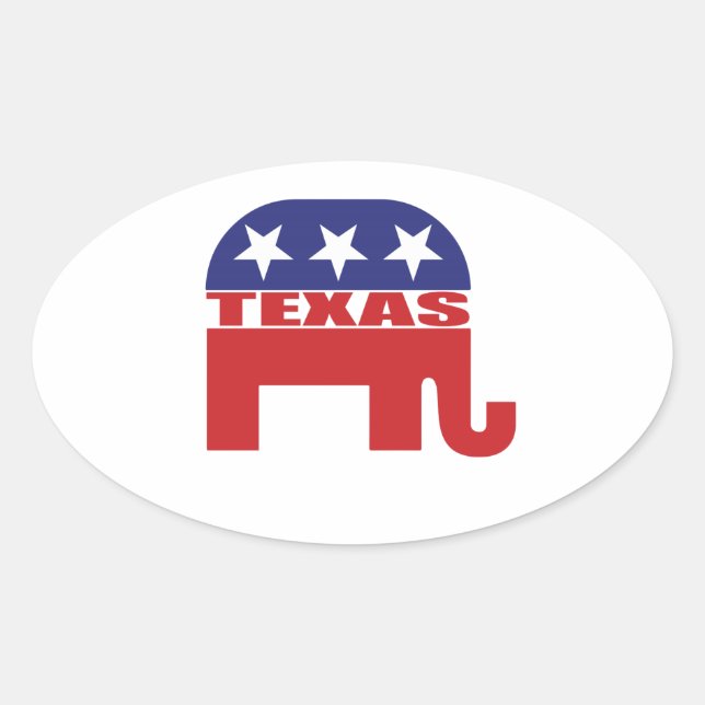 Pegatina Ovalada Elefante Republicano de Texas (Anverso)