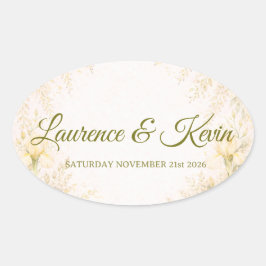 Pegatina Ovalada Elegant Botanical Wedding