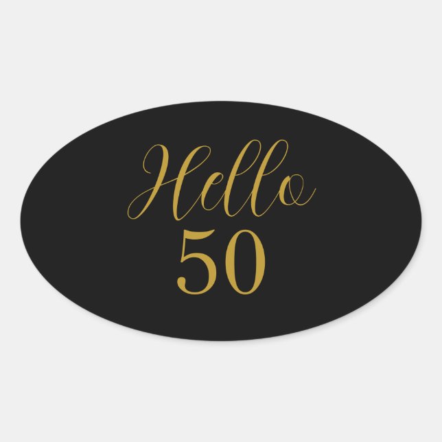 Pegatina Ovalada Elegante 50 aniversario de oro negro (Anverso)