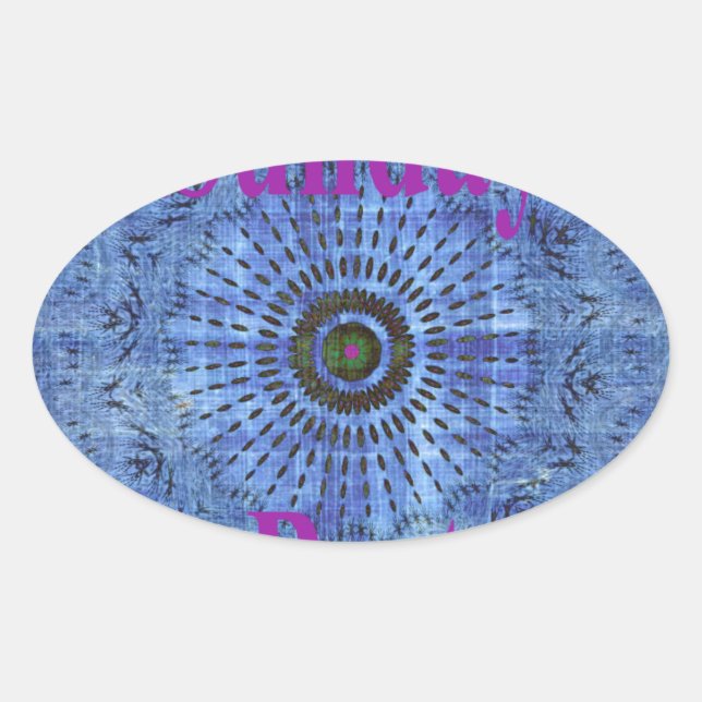 Pegatina Ovalada Elegante azul denim motif vectorial de la impresió (Anverso)