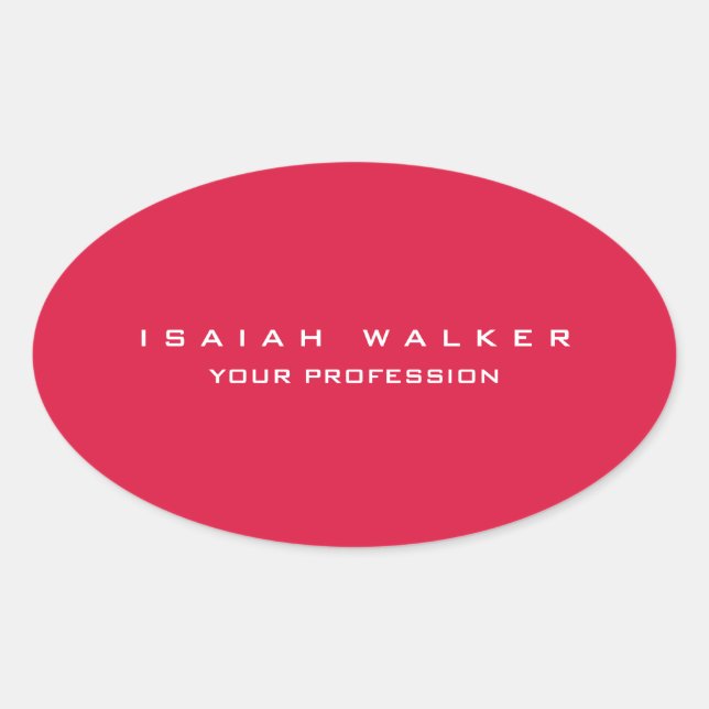 Pegatina Ovalada Elegante Clásico Llano Único Especial Crimson Rojo (Anverso)