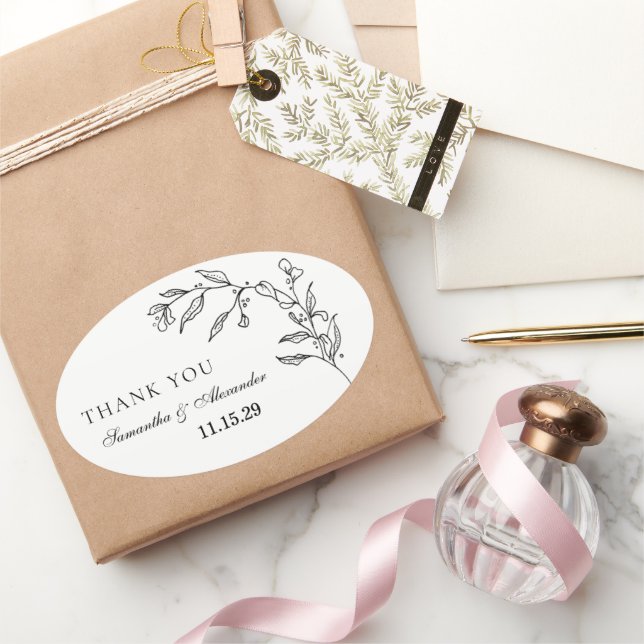 Pegatina Ovalada Elegante Escudo blanco y negro (Regalar)