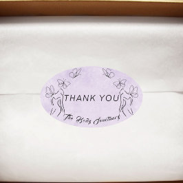 Pegatina Ovalada Elegante Logo Púrpura Mujeres Cuidados Corporales 