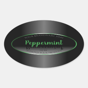 Pegatina Ovalada Elegante marco verde de etiquetas de productos en 