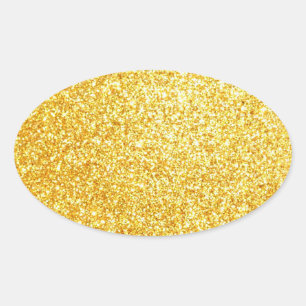 Pegatina Ovalada Elegante Tendencia Plantilla Brillante Dorado Mode