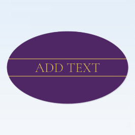 Pegatina Ovalada Elegante Texto Personalizable | Oro y Púrpura Prof