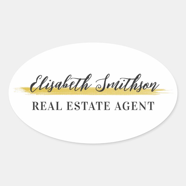 Pegatina Ovalada Elegante y moderno nombre de plantilla de Personal (Anverso)