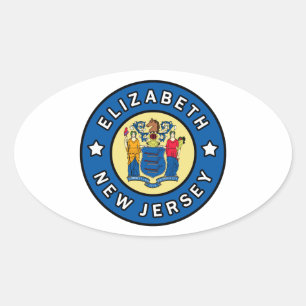 Pegatina Ovalada Elizabeth New Jersey