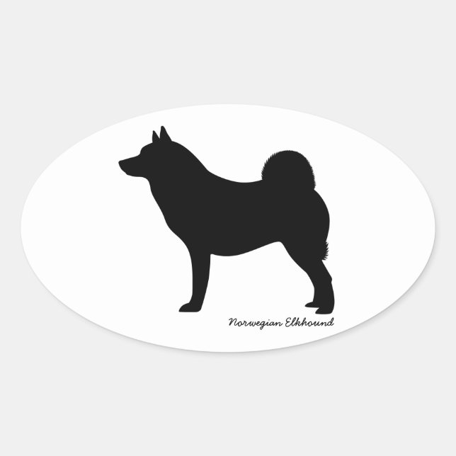 Pegatina Ovalada Elkhound noruego (Anverso)