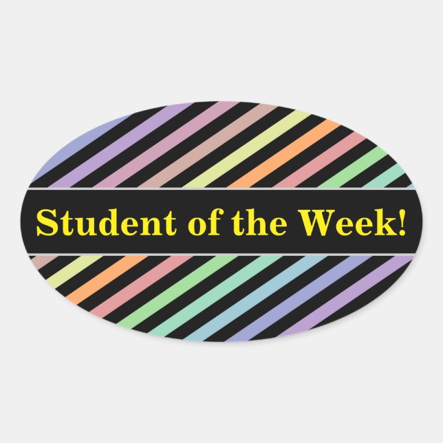 Pegatina Ovalada Elogio de los estudiantes; Patrón de líneas de col (Anverso)