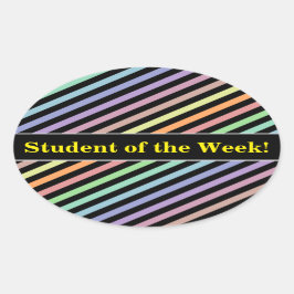 Pegatina Ovalada Elogio de los estudiantes; Patrón de líneas de col