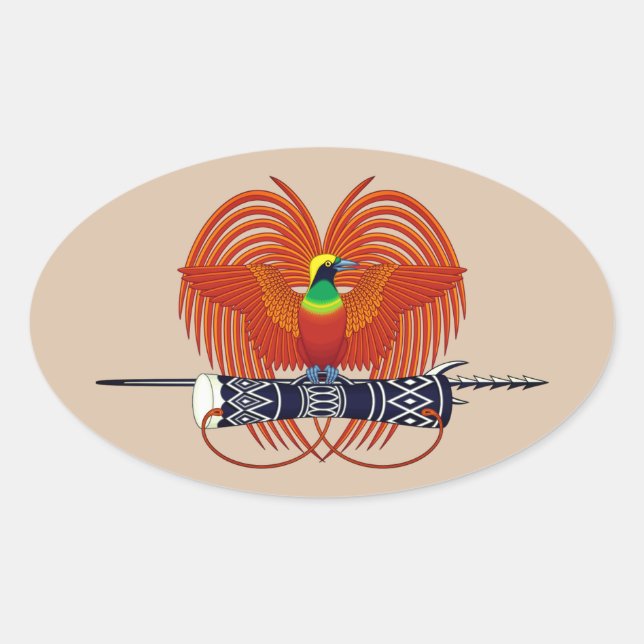 Pegatina Ovalada Emblema nacional de Papúa Nueva Guinea (Anverso)