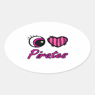 Pegatina Ovalada Emo Ojo Corazón Me Encantan Los Piratas