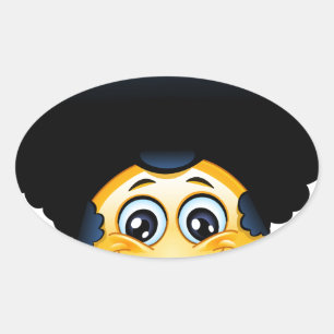 Pegatina Ovalada emoji afro