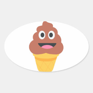 Pegatina Ovalada emoji de caca de helado