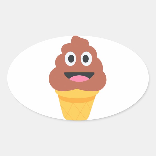Pegatina Ovalada emoji de caca de helado (Anverso)