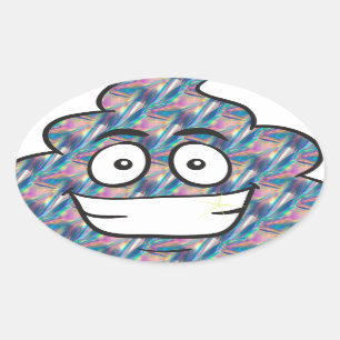 Pegatina Ovalada emoji de caca holográfica
