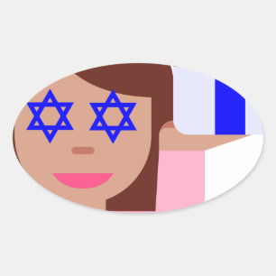 Pegatina Ovalada emoji de giro de pelo de chanukkah