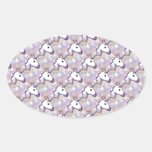 Pegatina Ovalada emoji de holograma unicornio
