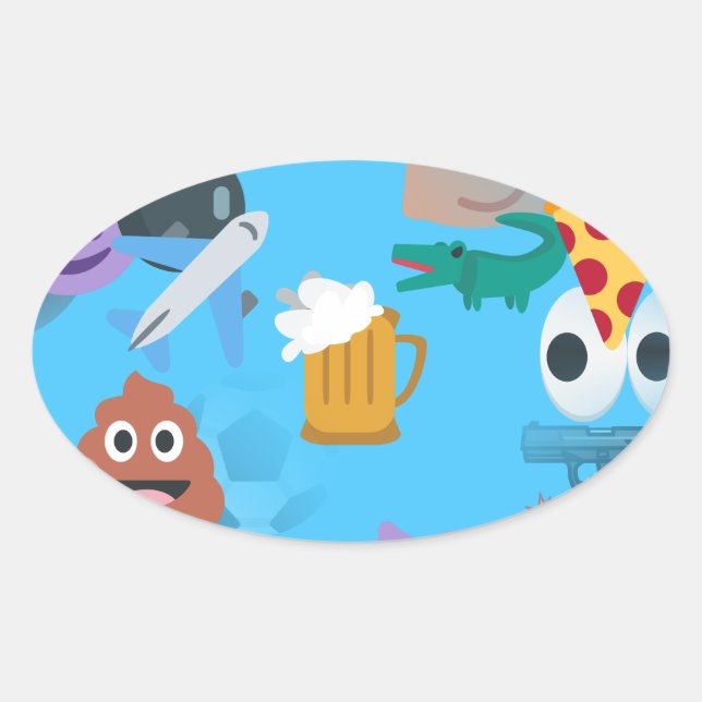 Pegatina Ovalada emoji de niños (Anverso)