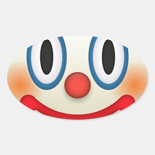 Pegatina Ovalada Emoji de Payaso Loco (Anverso)