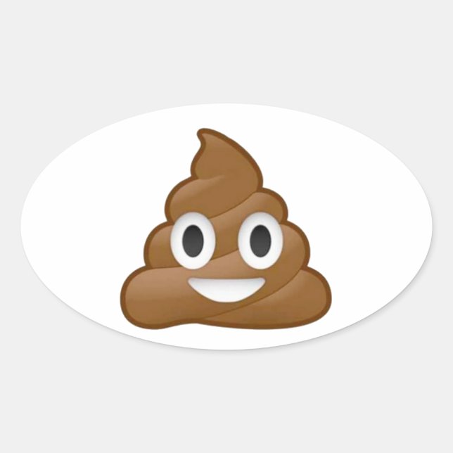 Pegatina Ovalada Emoji de poop (Anverso)