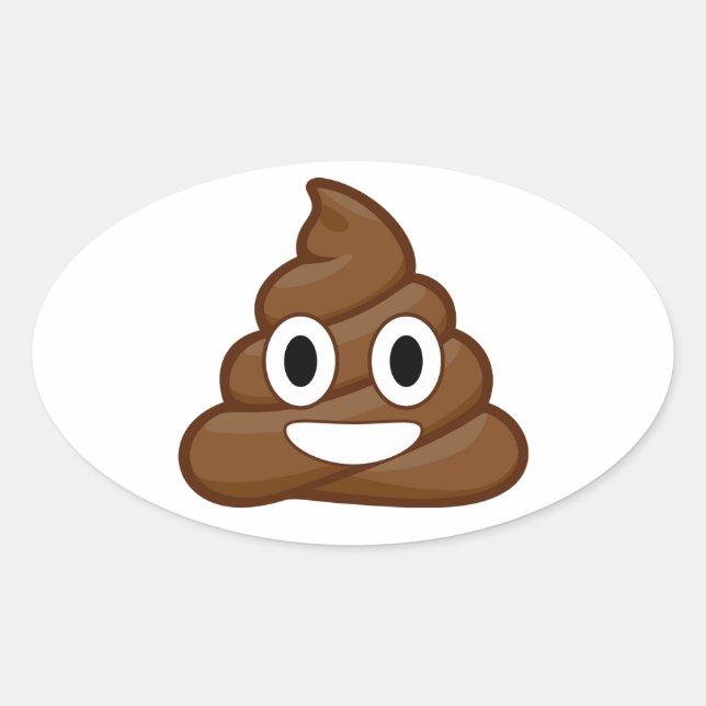 Pegatina Ovalada emoji de poop (Anverso)